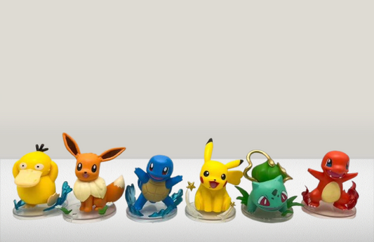 Pokemon Action Figures (pack of 6) - Pikachu,Charizard,Bulbasaur,Eevee,Psyduck,Squirtle.